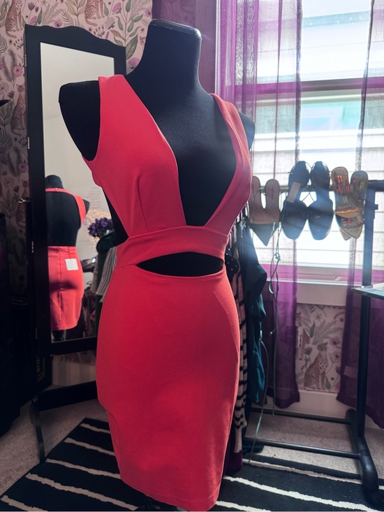Dresses & Skirts - Women's Cutout Orange Bodycon Dress